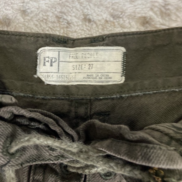 Free People army green denim shorts size 27 festival military boho euro summer - Picture 8 of 9